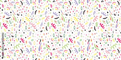 Pattern with abstract organic shapes. Festive and natural themes. Colorful confetti.