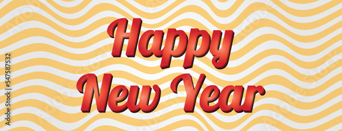Happy New Year Text Effect with Wavy Line Template Design