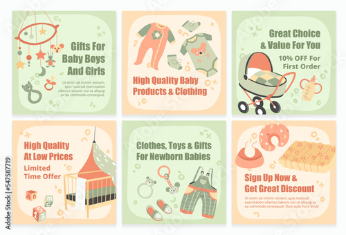 Template network web page set for baby shop ad