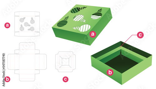 Christmas box die cut template and 3D mockup