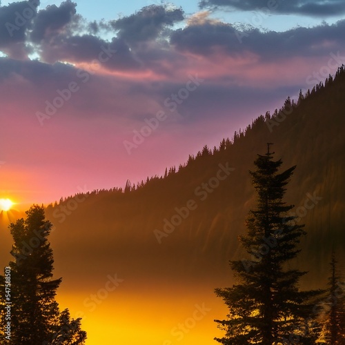 sunset in the mountains