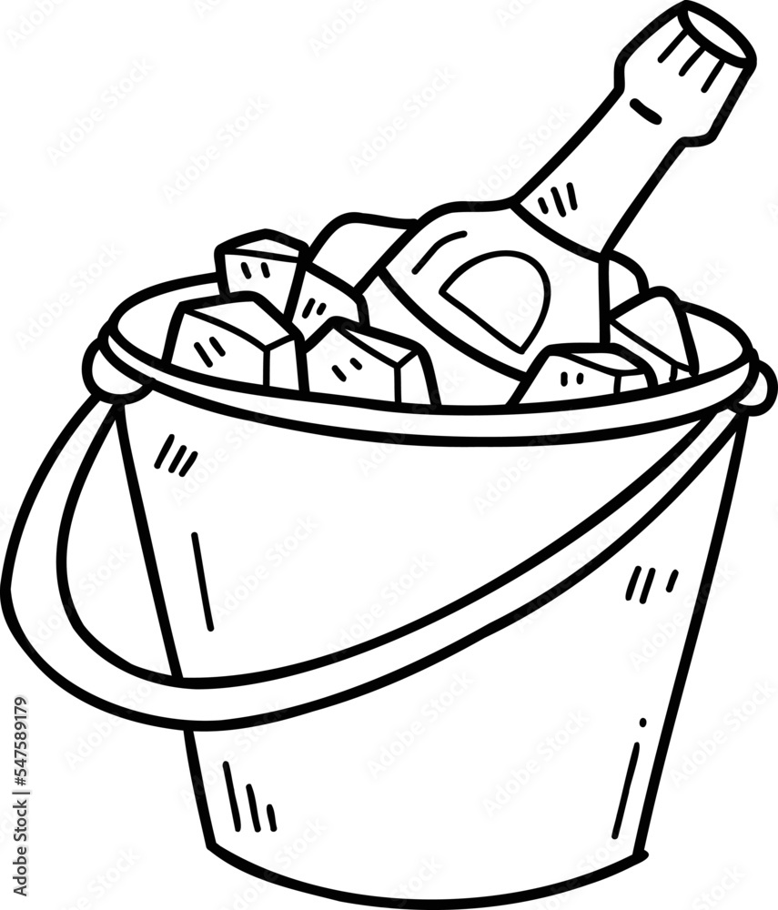 Fototapeta premium Hand Drawn Wine bottles and ice buckets illustration