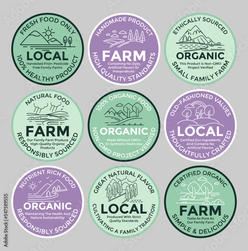 Packaging label design set for local farm product