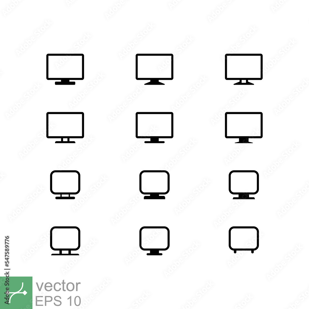Monitor icon set. Simple flat style. Computer screen, pc, digital, internet, technology concept. Vector illustration isolated on white background. EPS 10. Monitor icon set. Simple flat style. Computer screen, pc, digital, internet, technology concept. Vector illustration isolated on white background. EPS 10.