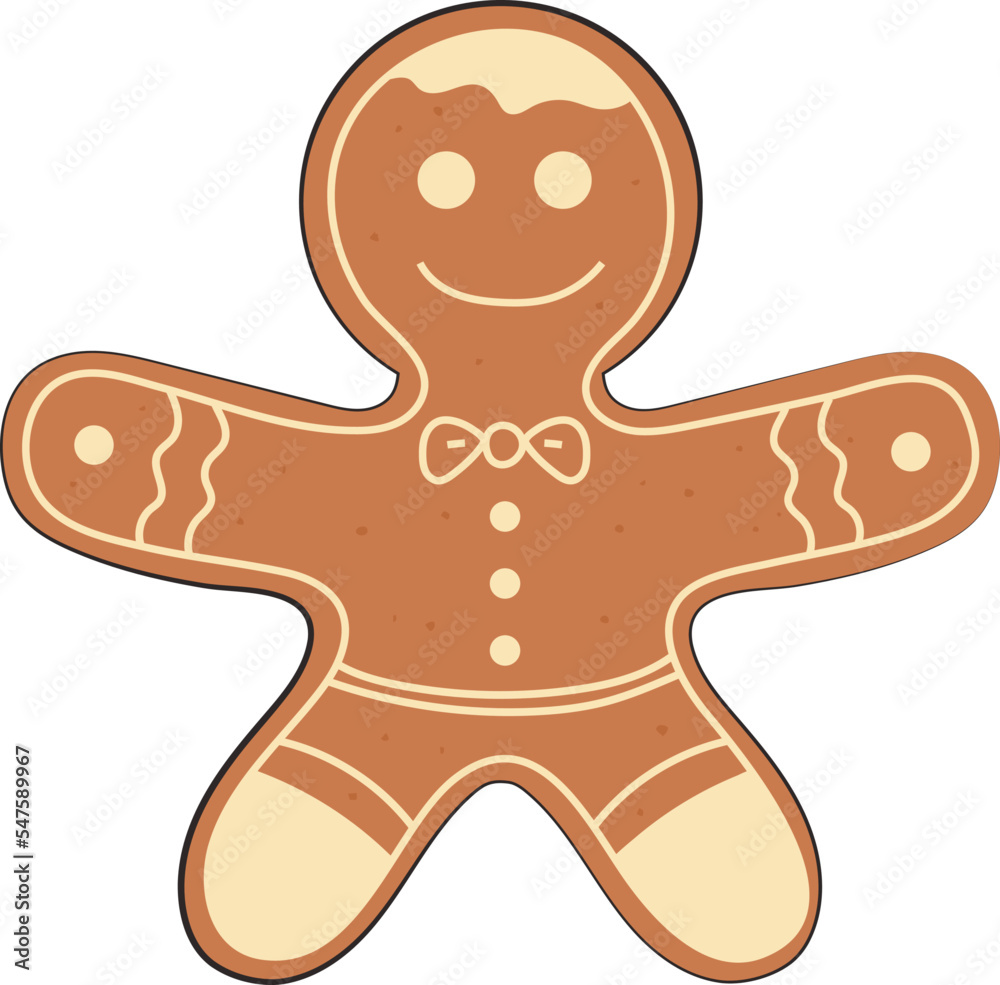 Obraz premium Cute Christmas Gingerbread Man Bake Decoration Doodle Illustration Graphic Element 