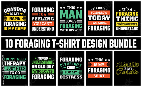 Foraging T Shirt Design Set Vector