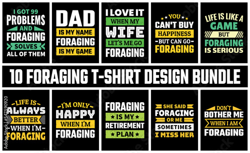 Foraging T Shirt Design Set Vector