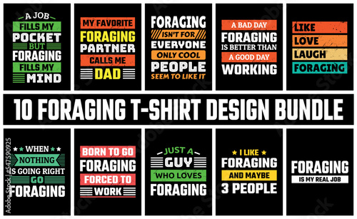 Foraging T Shirt Design Set Vector