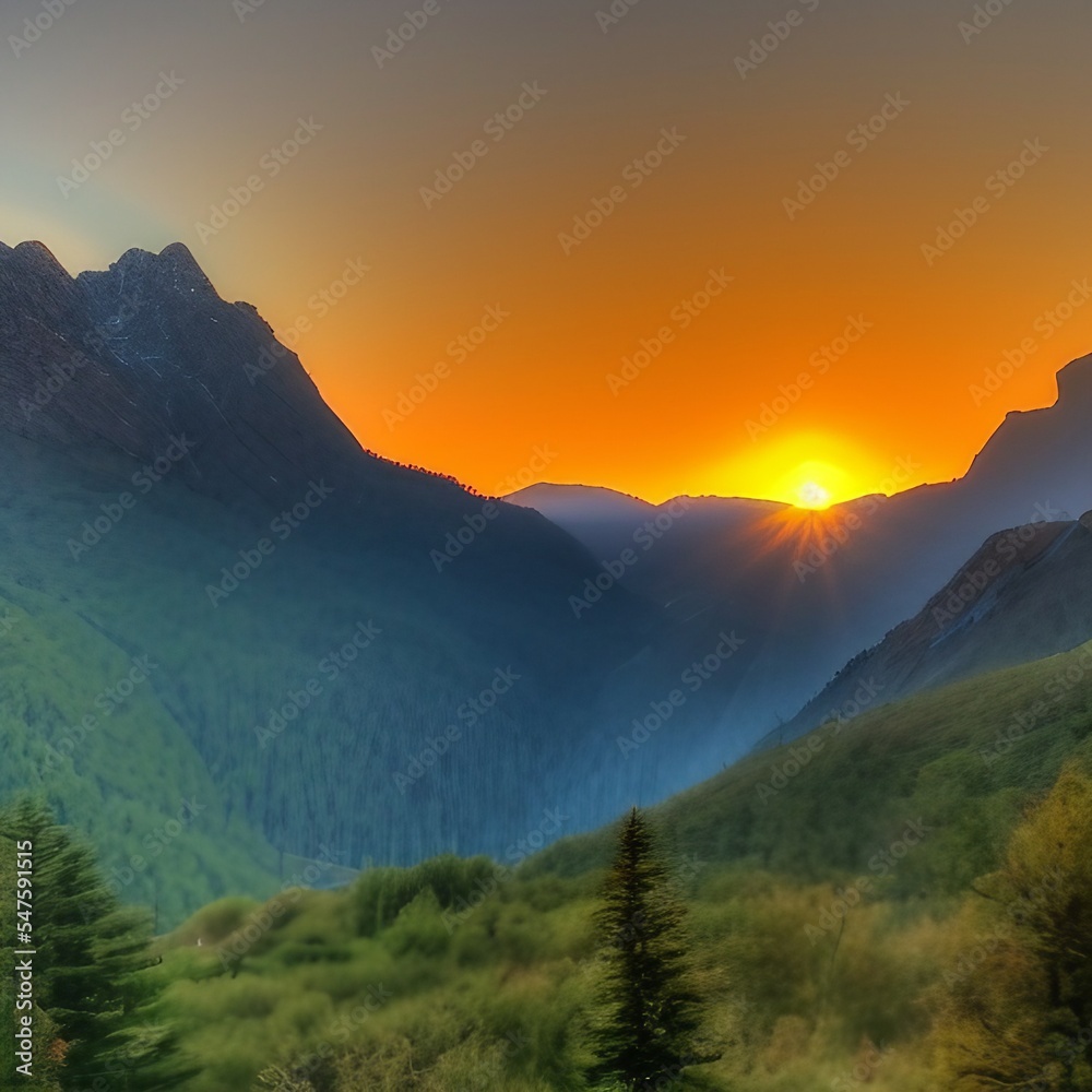 Fototapeta premium sunrise in the mountains