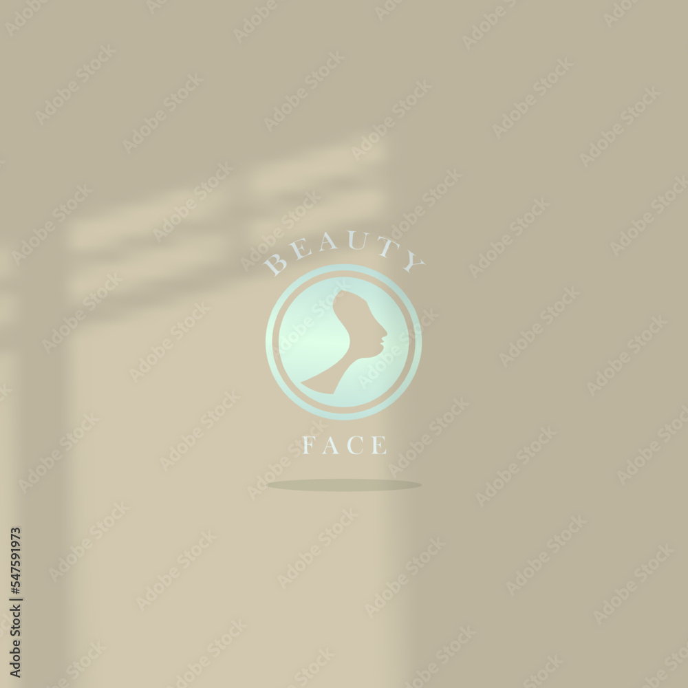 logo icon design shop beauty face shape simple elegant beautiful sky blue color and pastel coffee eps 10