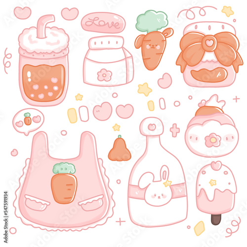 set of peach cupcake