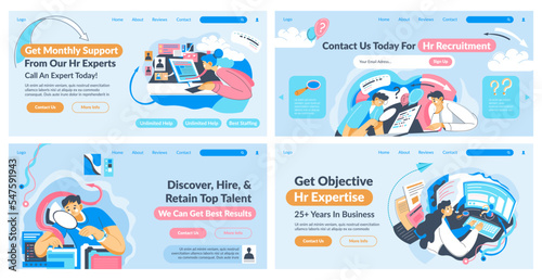 Web banner set for recruitment agency service