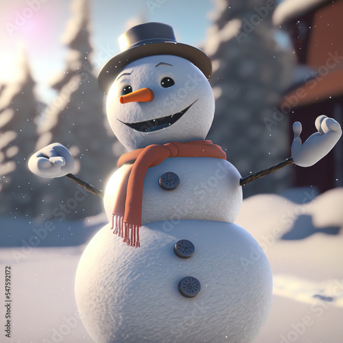 Frosty the Snowman, AI Generated Illustration photo