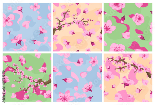 Decorative background pattern with sakura flower