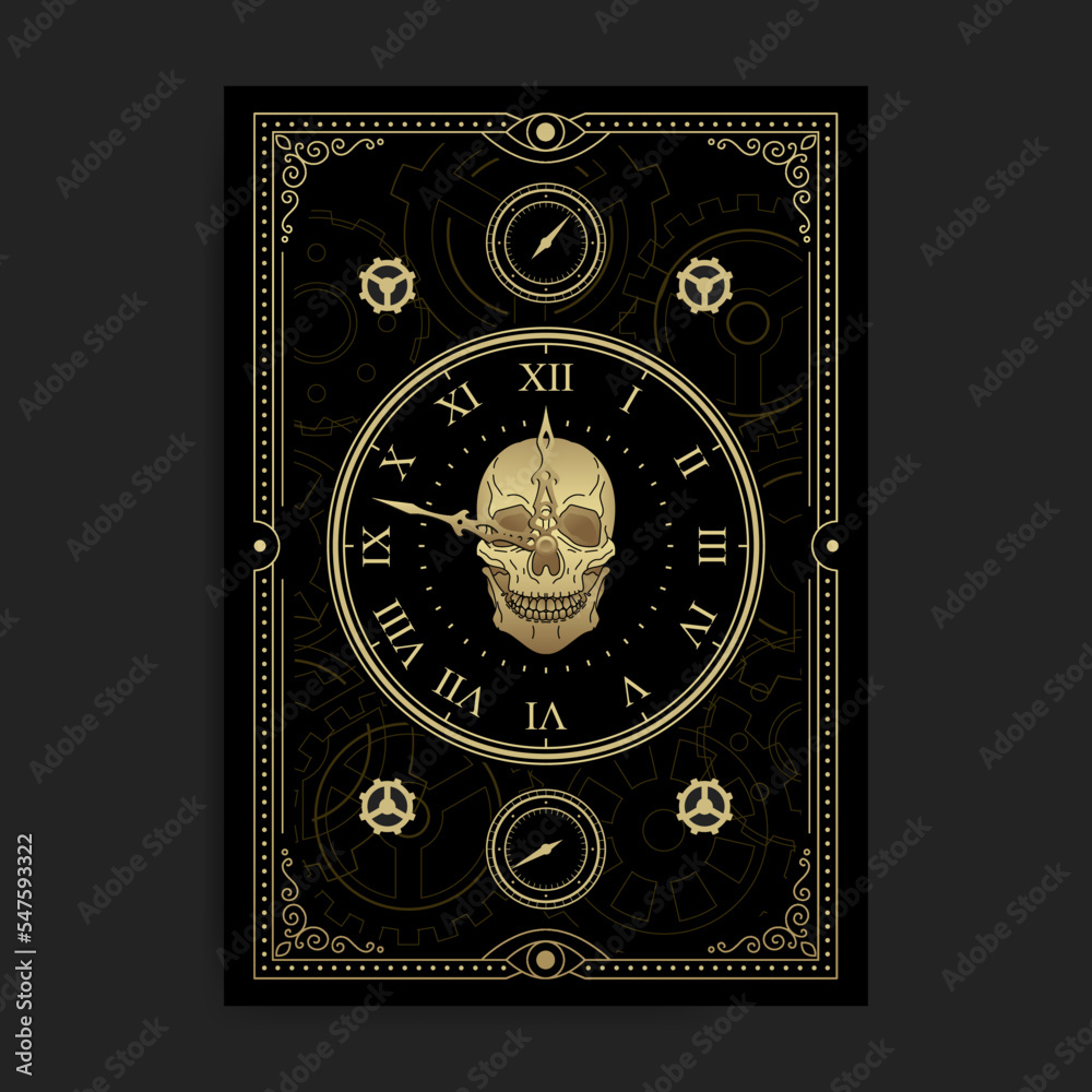 Clock or watch with a skull. Illustration of death Clock or watch with a skull. Illustration of death