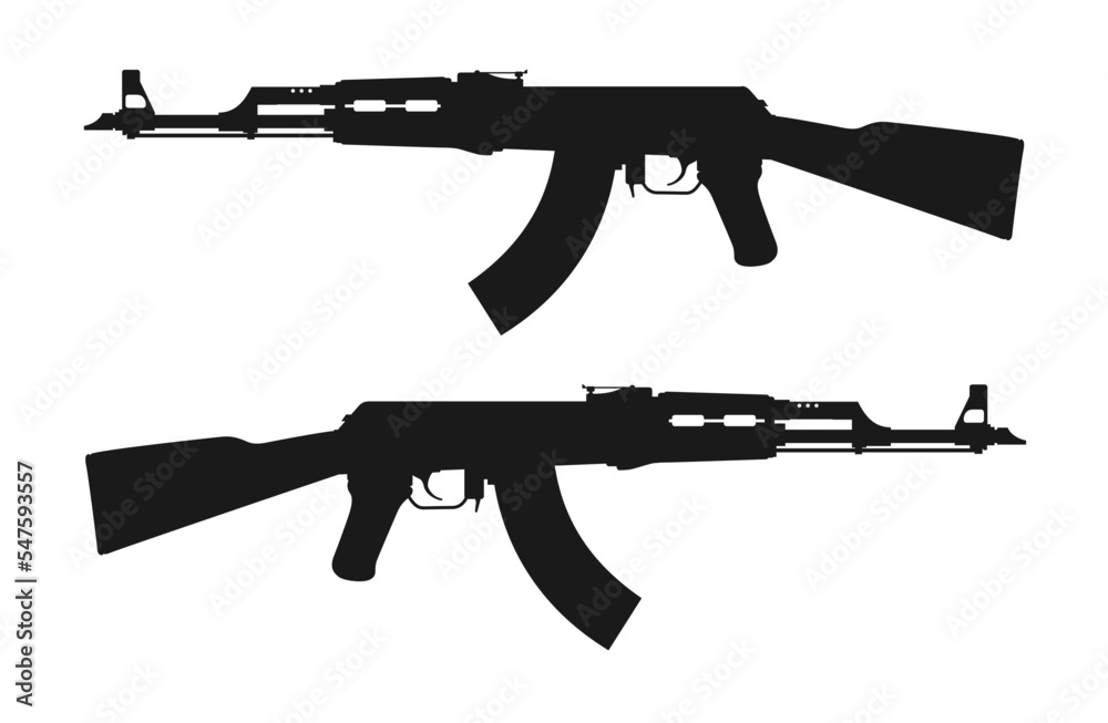 Russian AK Assault Rifle Silhouette Vector / Ai Illustrator