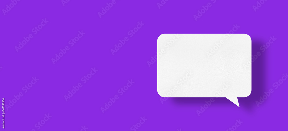white paper with speech bubbles isolated on purple background white paper with speech bubbles isolated on purple background