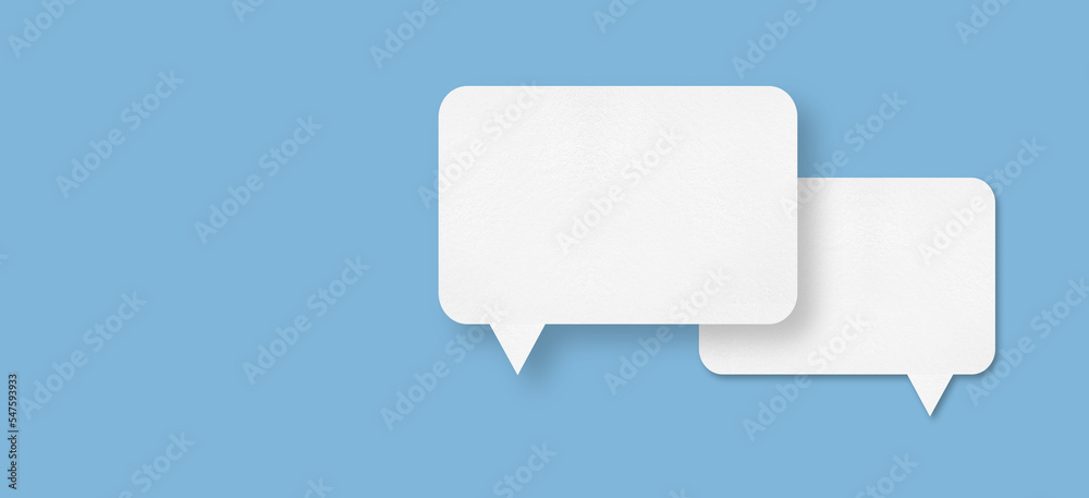 white paper with speech bubbles isolated on blue background communication bubbles white paper with speech bubbles isolated on blue background communication bubbles