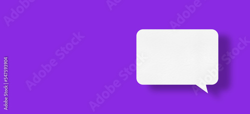 white paper with speech bubbles isolated on purple background