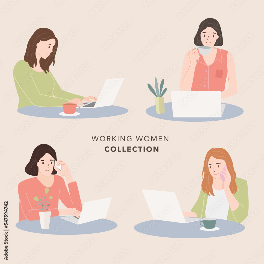Fototapeta premium working women set