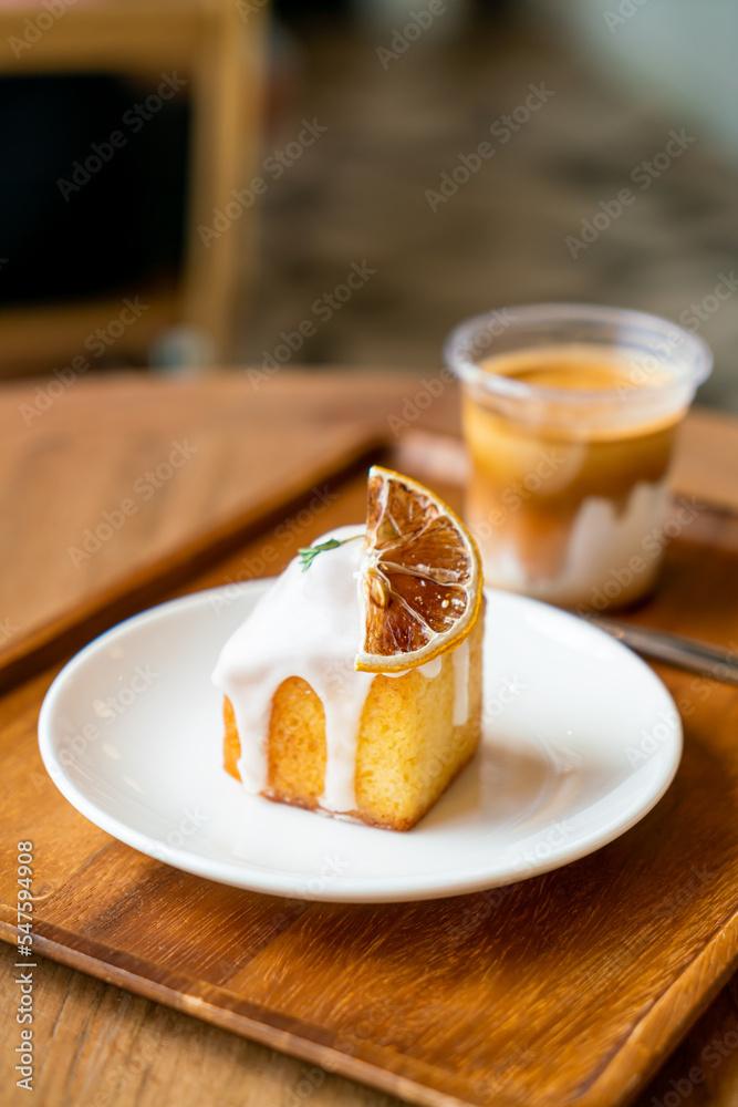 lemon pound cake on white plate lemon pound cake on white plate