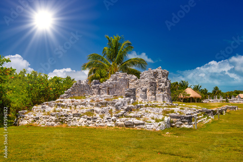 Ancient ruins of Maya in El Rey Archaeological Zone near Cancun, Yukatan, Mexico