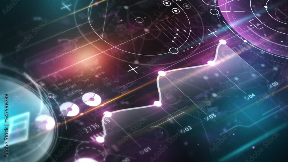 Animated infographic flow of cryptocurrency digital dataset. Animated infographic flow of cryptocurrency digital dataset.