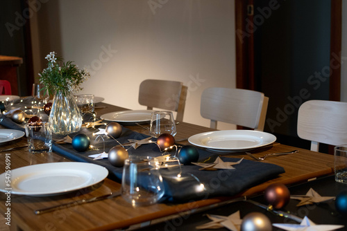 Decorated Christmas table setting