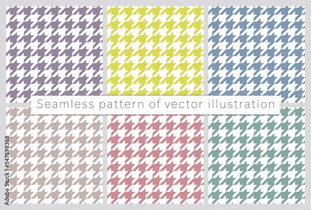 Set of houndstooth seamless patterns. Vector illustration for background. Set of houndstooth seamless patterns. Vector illustration for background.