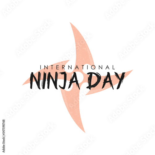 international ninja day text design with silhouette of shuriken stock vector