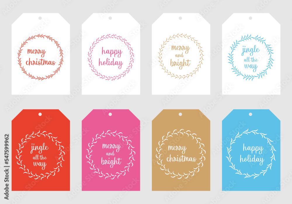 Merry Christmas tags set. Christmas printable gift tags.	