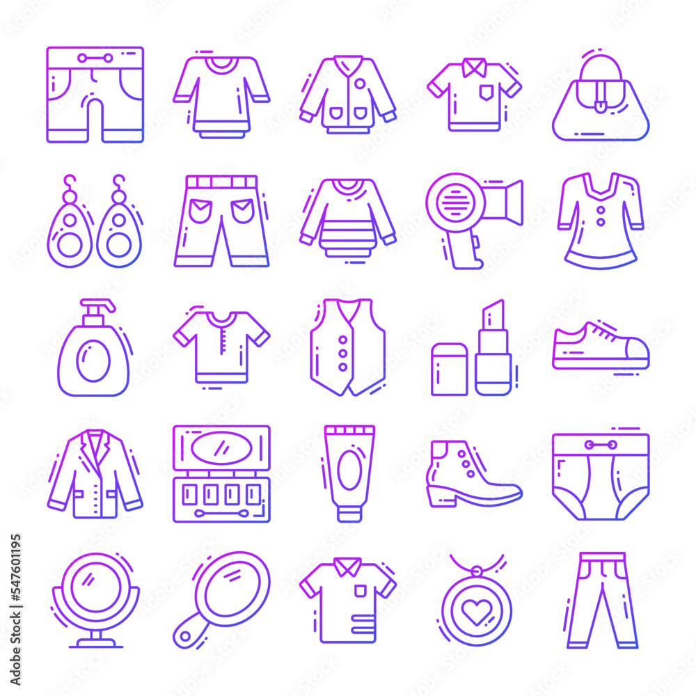 collection of fashionable clothing and accessories - fashion wardrobe - vector illustration collection of fashionable clothing and accessories - fashion wardrobe - vector illustration