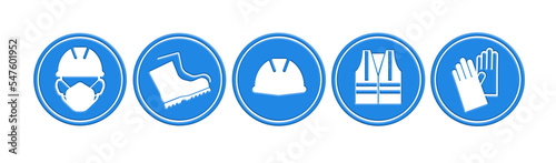 vector illustration of a set of blue and white buttons	 photo