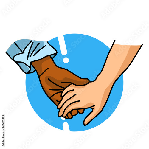 line art hand in hand with different skin color
