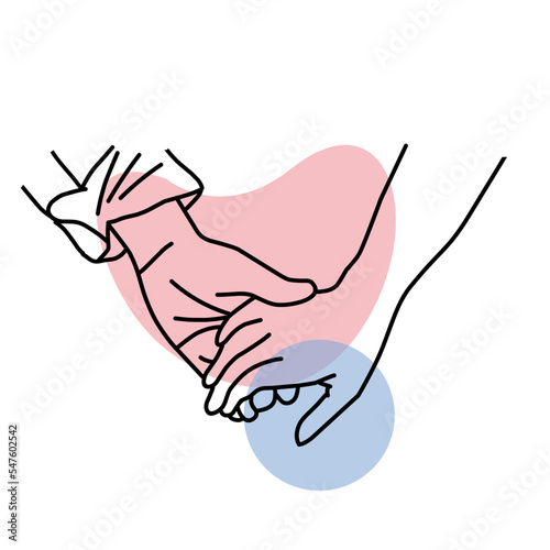 line art hand in hand with different skin color