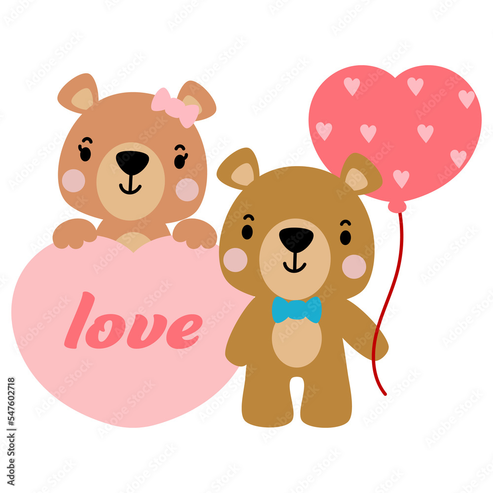Teddy bear love valentines day, Falt vector Teddy bear love valentines day, Falt vector