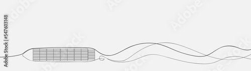 Continuous line drawing. Container ships cargo. Logistics, import-export, shipping, and transportation. Vector illustration