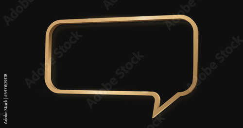 Golden speech bubble luxury icon on dark background. Vector illustration