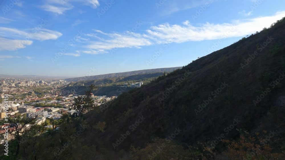 shooting down the mountain from the cabin of the funicular. shooting down the mountain from the cabin of the funicular.