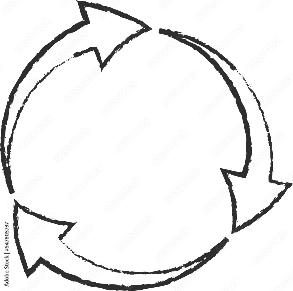 Chalk style circular arrows symbols collection vector illustration. Reuse or process icon, reset or process pictogram, chalked sketch arrows set isolated on blackboard for presentation or infographic Chalk style circular arrows symbols collection vector illustration. Reuse or process icon, reset or process pictogram, chalked sketch arrows set isolated on blackboard for presentation or infographic