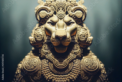 Intricate Lion God Statue 