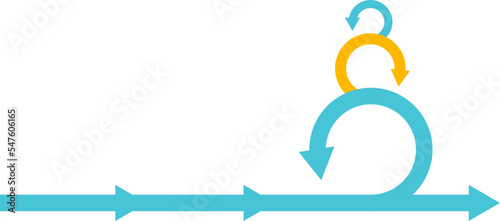 Scrum info graphic diagram element vector set illustration. Agile diagram, recycle symbol and circle chart element collection. Group of blue and orange symbols for scrum methodology info graphic