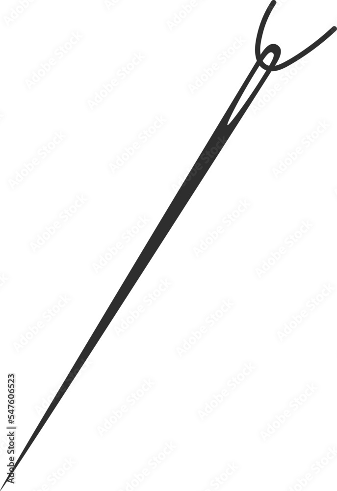 Needle and thread silhouette icon vector illustration. Tailor logo with needle symbol and curvy thread isolated on white background. Tailor sign template, sewing instrument design, fashion icon Needle and thread silhouette icon vector illustration. Tailor logo with needle symbol and curvy thread isolated on white background. Tailor sign template, sewing instrument design, fashion icon