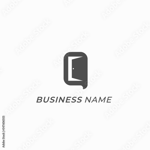 design logo combine letter Q and door room
