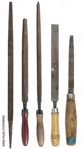 Obraz na plátně Set of old used rasp hand file tools