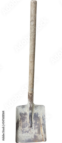 rusty square point shovel. isolated on a transparent background
