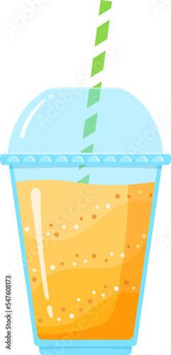 Vitamin smoothie cocktail summer vector illustration. Fresh juice shaken energy cocktail in glass, color graphic for vitamin beverage take away or detox diet design promo