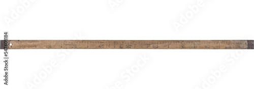 vintage wooden long ruler. isolated on a transparent background
