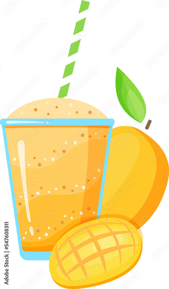Fresh fruit smoothie shake cocktail vector illustration. Isolated on