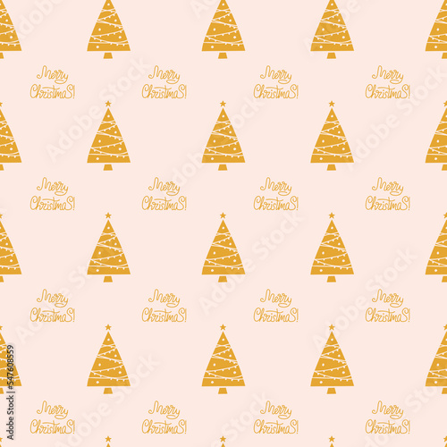 Vector flat hand drawn christmas seamless pattern